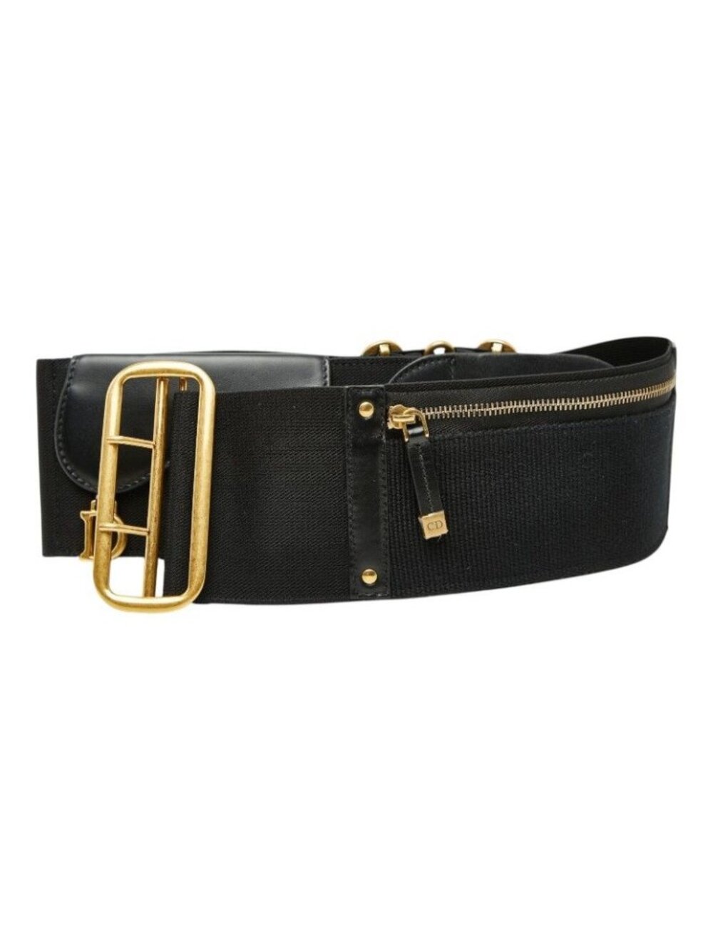 Dior Saddle Belt Black Fabric Leather